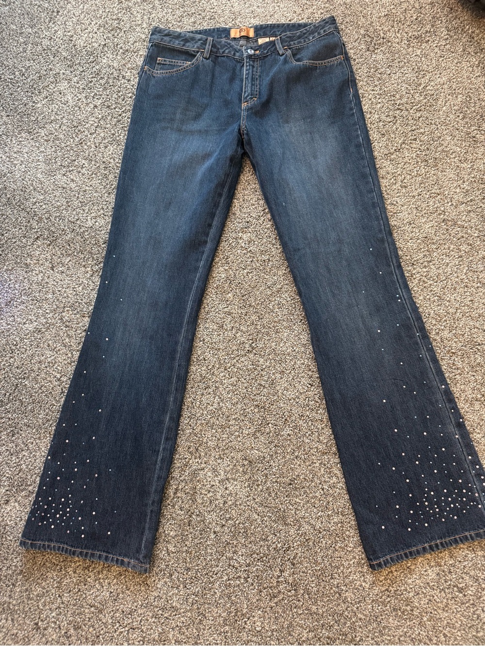 Dana Buchman Jeans Womens 8 Blue Bootcut Rhinestone Embellished Denim Mid Wash